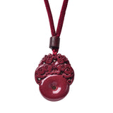 Serenemyst Natural Purple Cinnabar Peace Lucky Pixiu Pendant Necklace