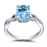 Serenemyst Copper Platinum-Plated Natural Aquamarine Healing Peace Female Ring