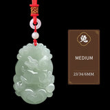 Serenemyst Natural Hetian Jade Chinese Zodiac Protection Pendant With Beads Chain