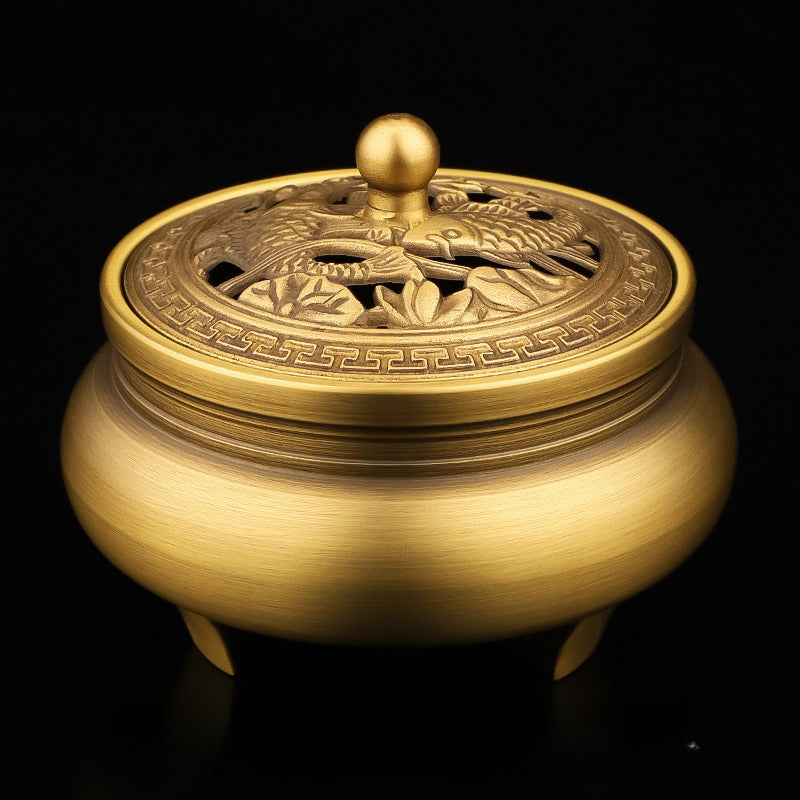 Serenemyst Pure Copper Double Koi Fish Meditation Healing Incense Burner