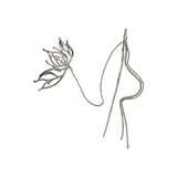 Serenemyst Handmade Alloy Silver-Plated Lotus Floral Long Tassel Healing Hairpin