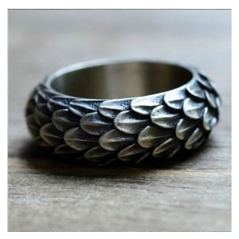 Serenemyst Retro Domineering Dragon Scale Protection Ring