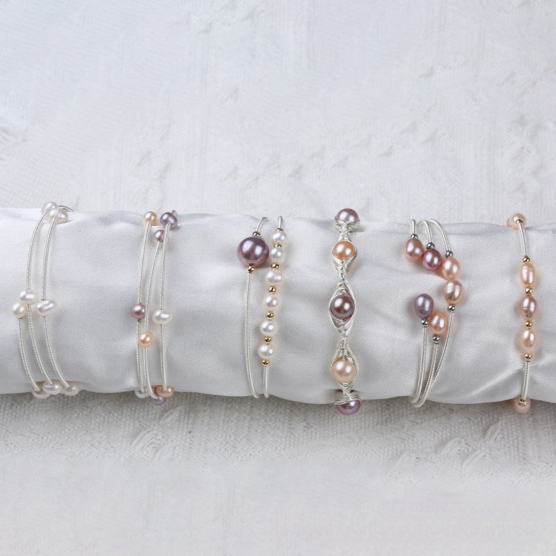 Serenemyst Natural Round Pearl Copper Silver-Plated  Healing Purity Bracelet