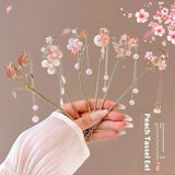 Serenemyst Classical Chinese Style Peach Blossom Tassel Healing Hairpin