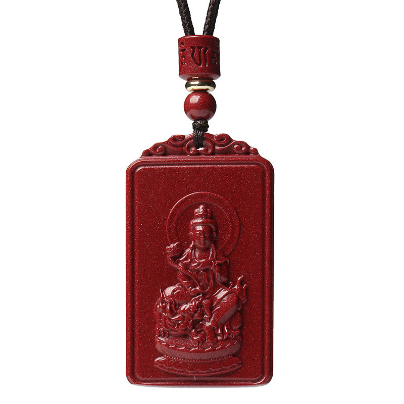 Serenemyst Natural Cinnabar Chinese Zodiac And Protection Buddha Pendant