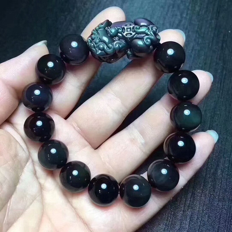 Serenemyst Natural Rainbow Eye Obsidian Pixiu Bracelet