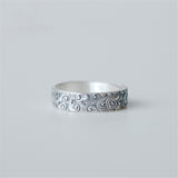 Serenemyst 999 Pure Silver Carved Cloud Pattern Adjustable Open Ring