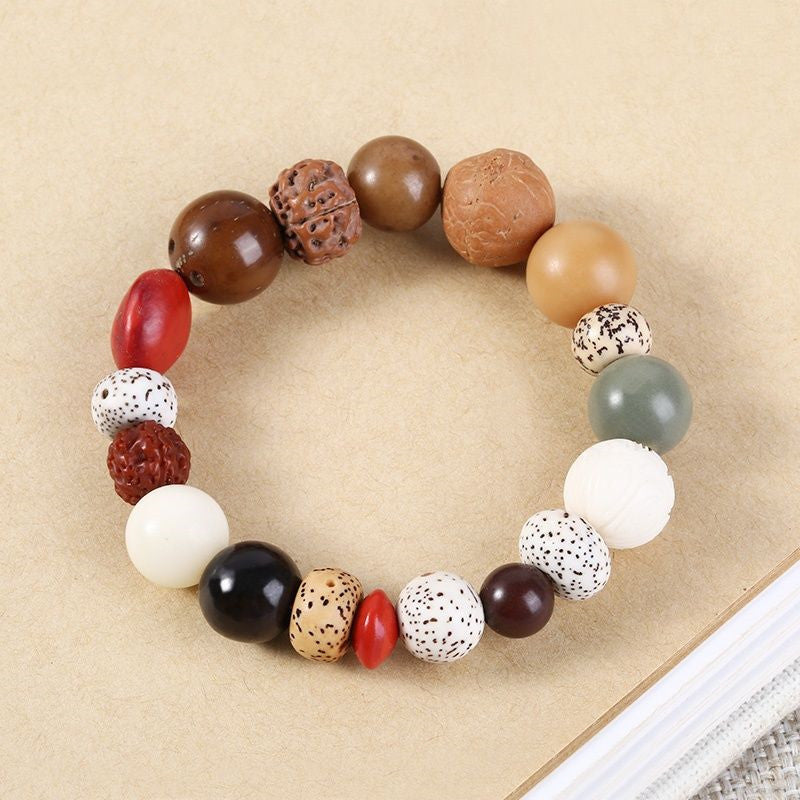 Serenemyst Natural Multiple-Kind Bodhi Seed Beads Wealth Bracelet