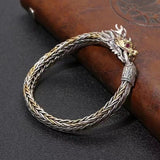Serenemyst Handmade Braided Dragon Head Silver Plated Bracelet