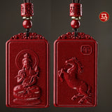 Serenemyst Natural Cinnabar Chinese Zodiac And Protection Buddha Pendant