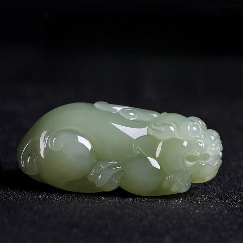 Serenemyst Handmade Afghan Jade Pixiu Fortune Wealth Pendant