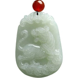Serenemyst Natural Hetian Jade Chinese Zodiac Protection Pendant With Beads Chain
