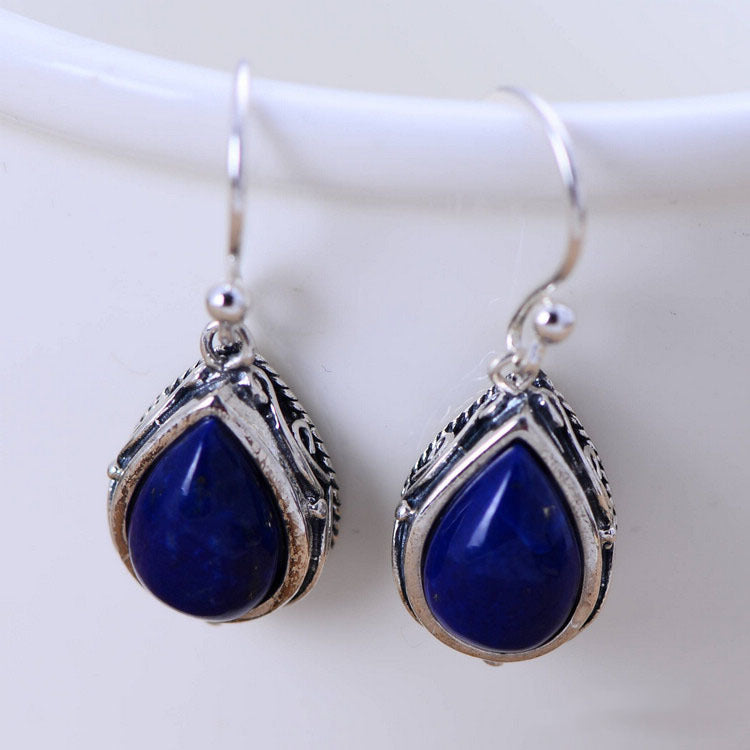 Serenemyst Sterling Silver Lapis Lazuli Water Drop Earrings