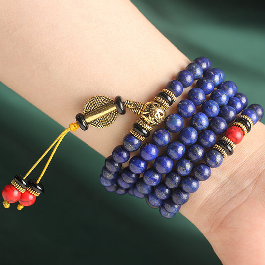 Serenemyst Natural 5A Imperial Lapis Lazuli 108 Beads Peace Harmony Bracelet