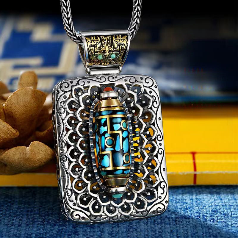 Pendant Serenemyst Tibetan 925 Sterling Silver Dzi Bead Energy Pendant Necklace