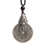 Serenemyst Sterling Silver Pixiu Bagua Coin Pendant Protection Necklace