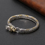 Serenemyst Handmade Braided Dragon Head Silver Plated Bracelet