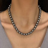 Serenemyst Natural Round Black Pearl Purity Calm Necklace