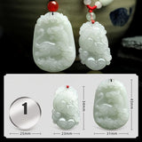 Serenemyst Natural Hetian Jade Chinese Zodiac Protection Pendant With Beads Chain