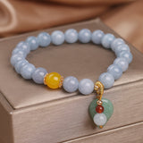 Serenemyst Natural Aquamarine Leaf Jade Pendant Healing Purity Bracelet