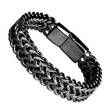 Serenemyst Stainless Steel Alloy Button Fish Scale Double Row Men's Bracelet