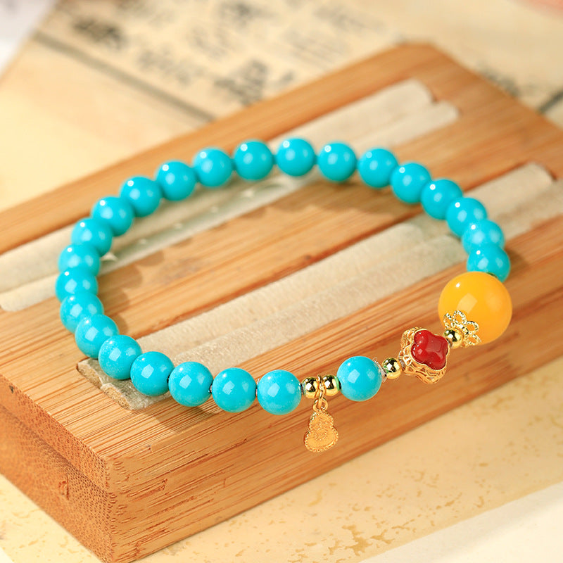 Serenemyst Natural Turquoise Red Agate Amber Healing Purity Bracelet