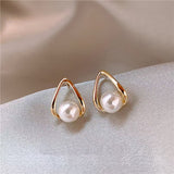 Serenemyst Natural White Pearl Silver Gold-Plated Healing Earrings