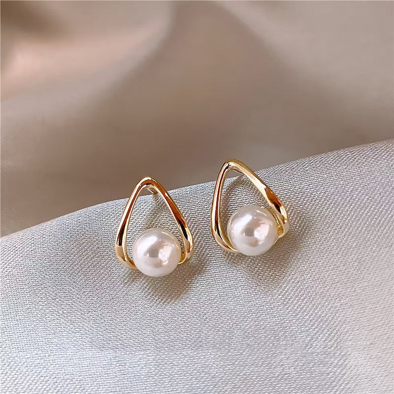 Serenemyst Natural White Pearl Silver Gold-Plated Healing Earrings
