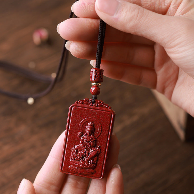 Serenemyst Natural Cinnabar Chinese Zodiac And Protection Buddha Pendant