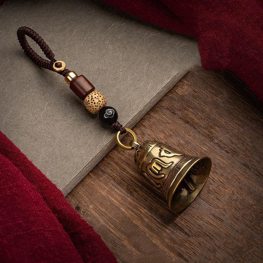Serenemyst Tibetan Six-Word Mantra Pendant Blessing Bell Car Keychain