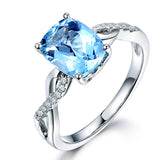 Serenemyst Copper Platinum-Plated Natural Aquamarine Healing Peace Female Ring