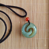 Serenemyst Natural Hetian Jade Fortune Pendant Necklace