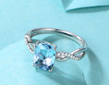 Serenemyst Copper Platinum-Plated Natural Aquamarine Healing Peace Female Ring