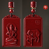 Serenemyst Natural Cinnabar Chinese Zodiac And Protection Buddha Pendant