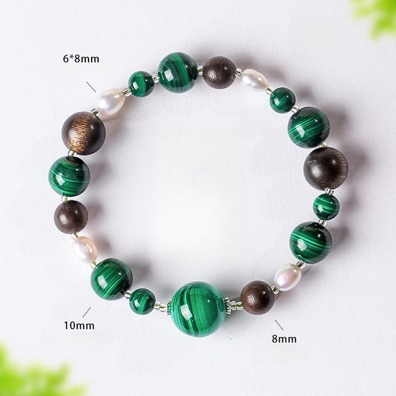 Serenemyst Natural Malachite Agarwood Pearl Protection Purity Bracelet