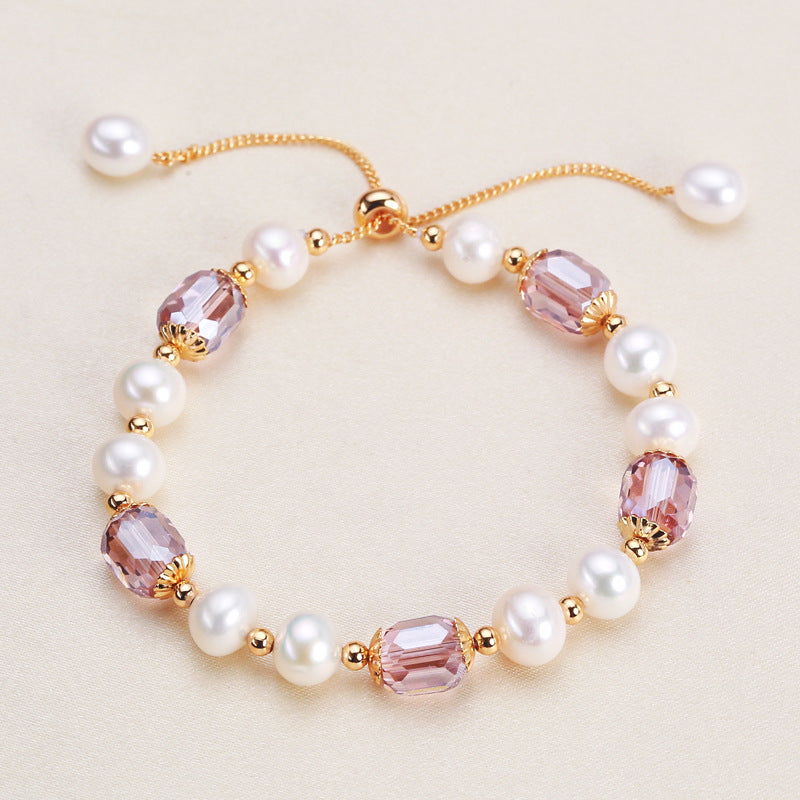 Serenemyst Natural Pearl Amethyst Copper Gold-Plated Healing Purity Bracelet