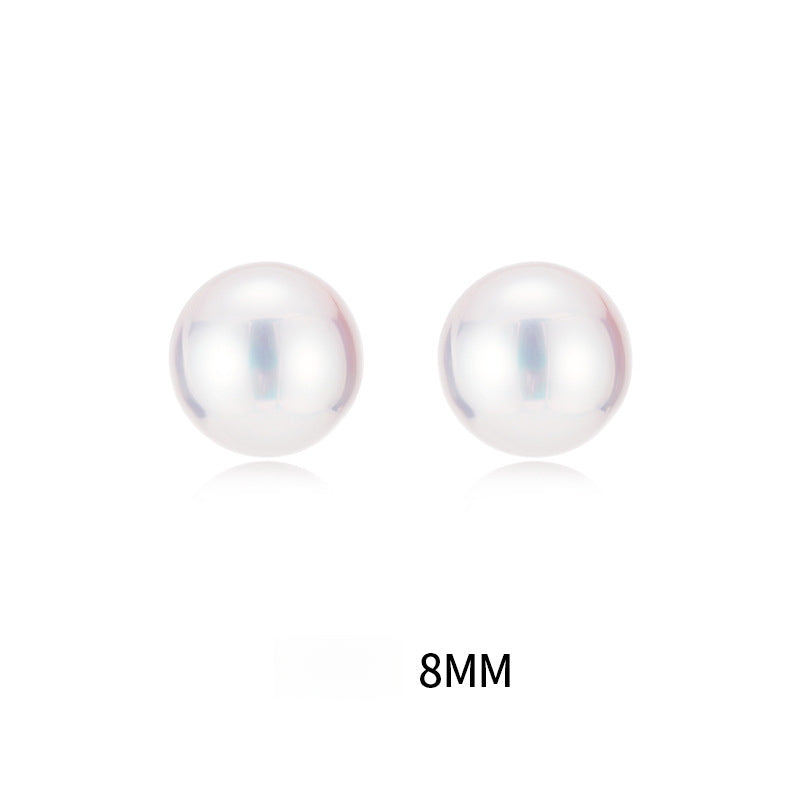 Serenemyst Natural Round Pearl Sterling Silver Gold-Plated Healing Charm Earrings