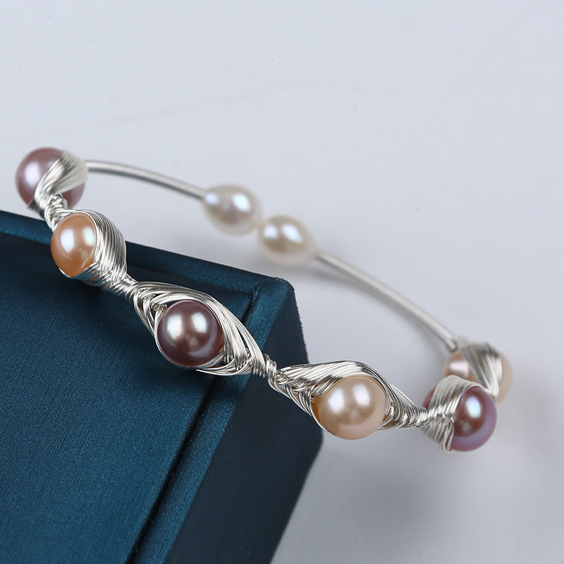 Serenemyst Natural Round Pearl Copper Silver-Plated  Healing Purity Bracelet