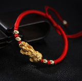 Serenemyst Red String Silver Gold Plated Pixiu Protection Bracelet