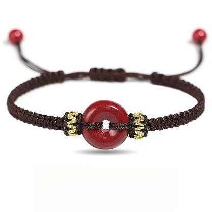 Serenemyst Red String Natural Cinnabar Peace Buckle Blessing Bracelet