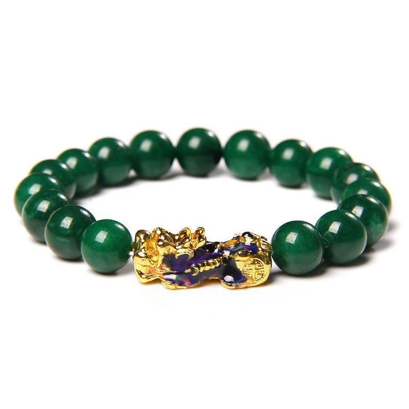 Serenemyst Dry Green Sand Gold Pixiu Bracelet