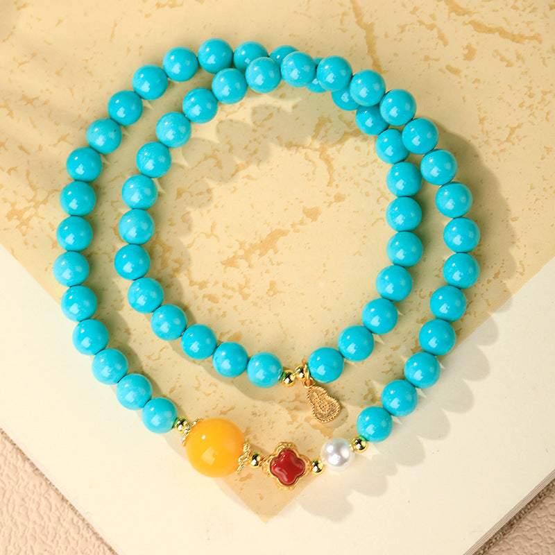 Serenemyst Natural Turquoise Red Agate Amber Healing Purity Bracelet