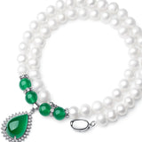 Serenemyst Natural White Round Pearl Zircon Pendant Purity Healing Necklace