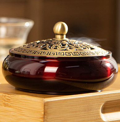 Serenemyst Handmade Pure Brass Painted Harmony Healing Incense Burner