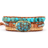 Serenemyst Handmade Woven Leather Rope Turquoise Protection Bracelet