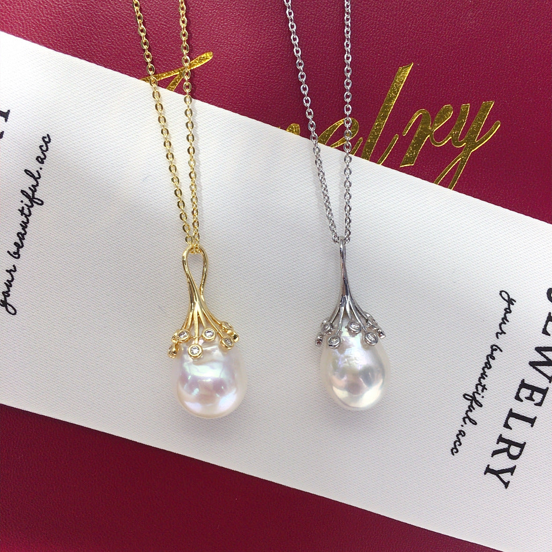 Serenemyst Natural Water Drop Pearl Alloy Chain Purity Healing Necklace