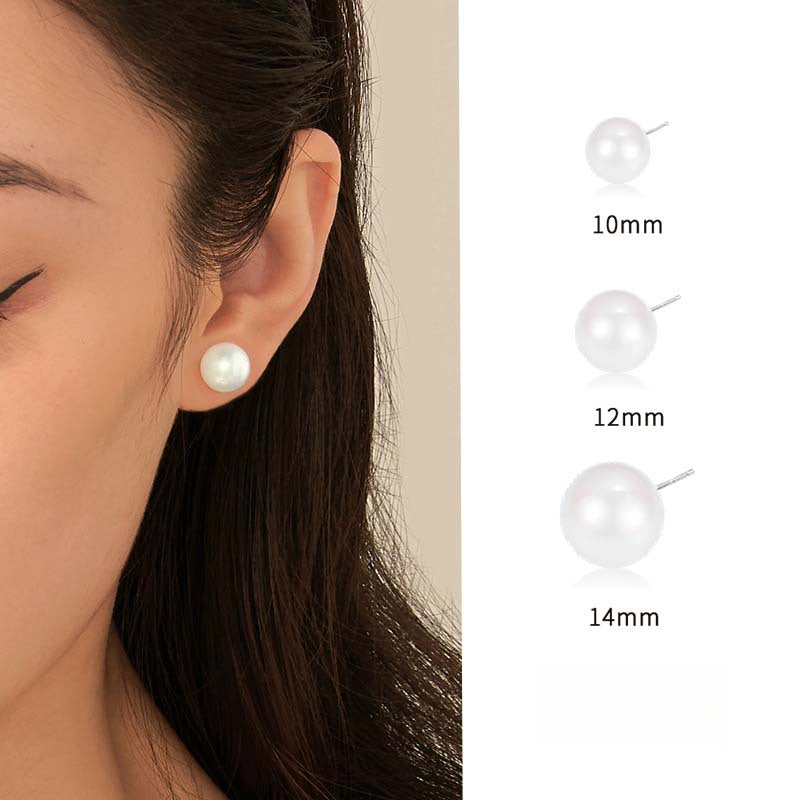 Serenemyst Natural Round Pearl Sterling Silver Gold-Plated Healing Charm Earrings