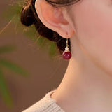 Serenemyst Vintage Sterling Silver Gold-Plated Cinnabar Fortune Protection Earrings