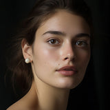 Serenemyst Natural White Pearl Titanium Steel Healing Purity Earrings