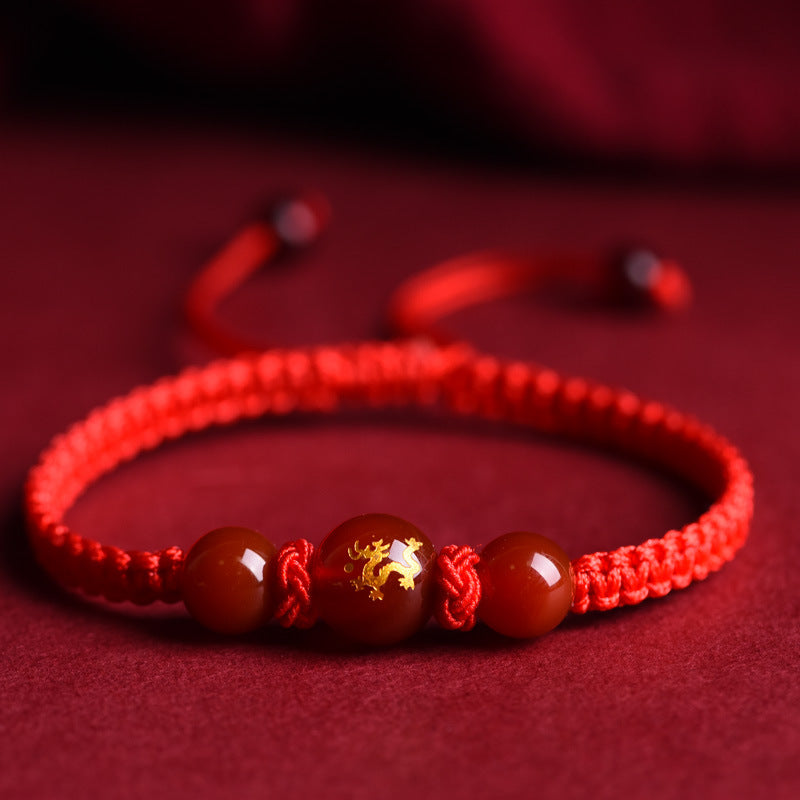 Serenemyst Twelve Zodiac Red String Red Agate Fortune Bead Bracelet